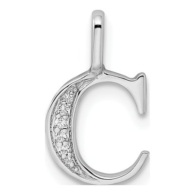 14K White Gold Diamond Letter C Pendant