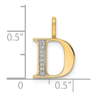 10K Yellow Gold Diamond Letter D Pendant – view 4