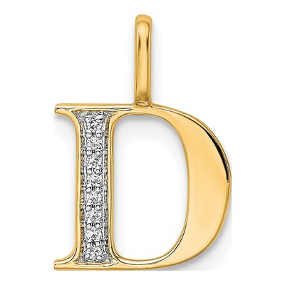 10K Yellow Gold Diamond Letter D Pendant