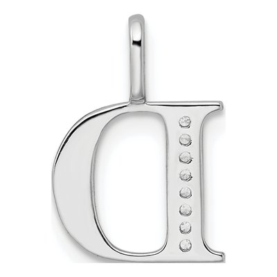 14K White Gold Diamond Letter D Pendant – view 5