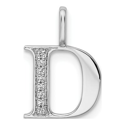 14K White Gold Diamond Letter D Pendant