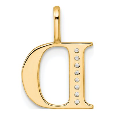 14K Yellow Gold Diamond Letter D Pendant – view 4