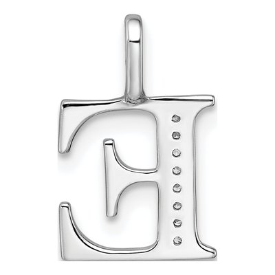 14K White Gold Diamond Letter E Pendant – view 5