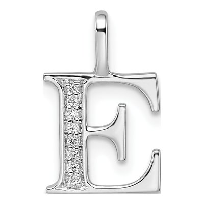 14K White Gold Diamond Letter E Pendant