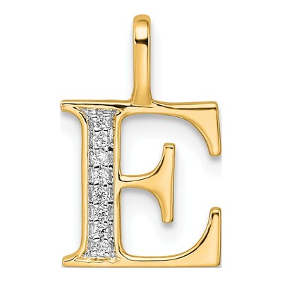 14K Yellow Gold Diamond Letter E Pendant