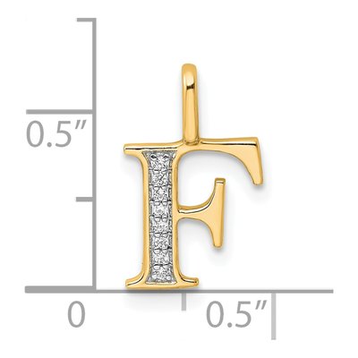 10K Yellow Gold Diamond Letter F Pendant – view 4