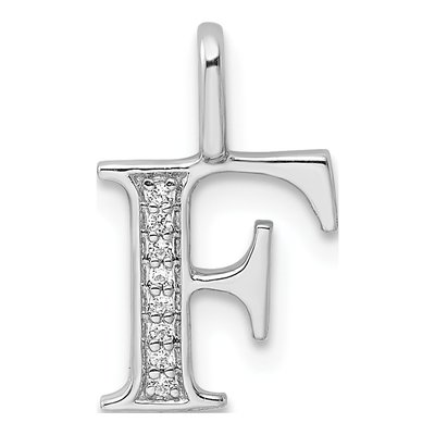 14K White Gold Diamond Letter F Pendant