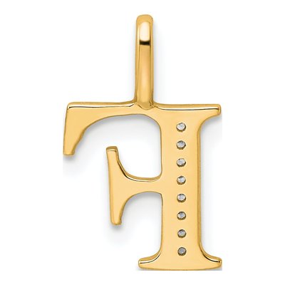 14K Yellow Gold Diamond Letter F Pendant – view 3