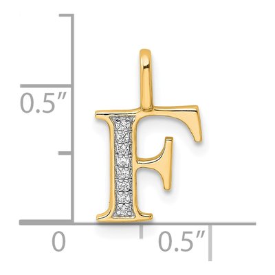 14K Yellow Gold Diamond Letter F Pendant – view 4