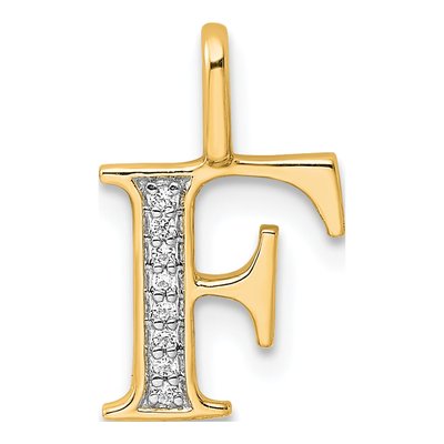 14K Yellow Gold Diamond Letter F Pendant