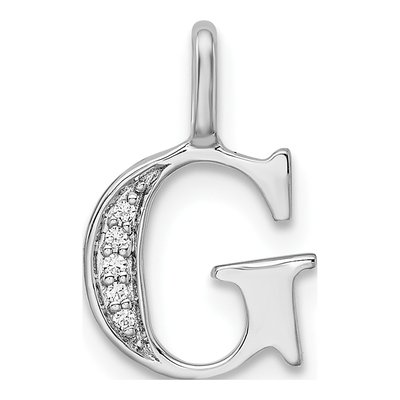 14K White Gold Diamond Letter G Pendant