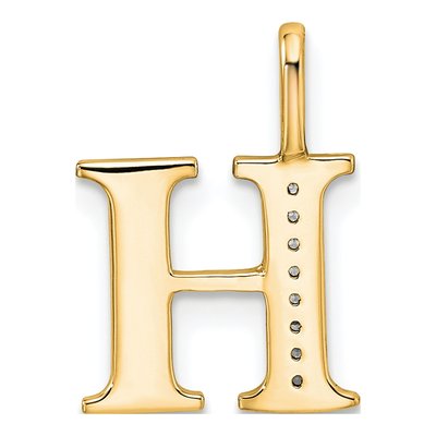 10K Yellow Gold Diamond Letter H Pendant – view 3