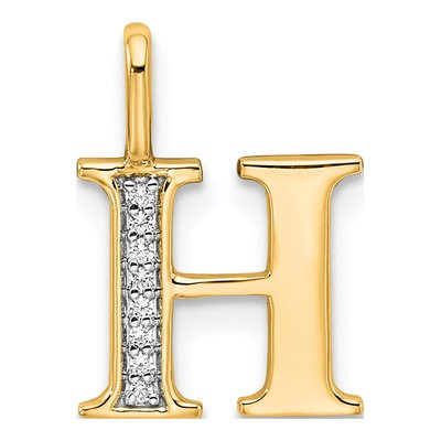 10K Yellow Gold Diamond Letter H Pendant