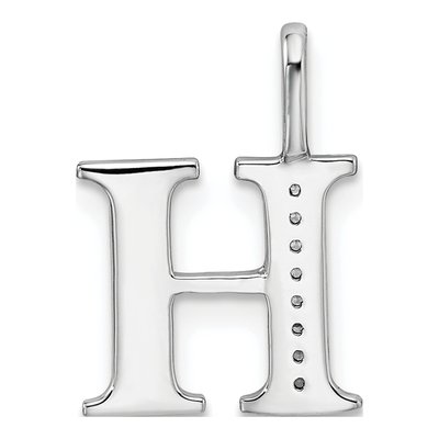 14K White Gold Diamond Letter H Pendant – view 5