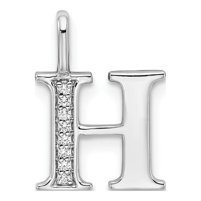 14K White Gold Diamond Letter H Pendant
