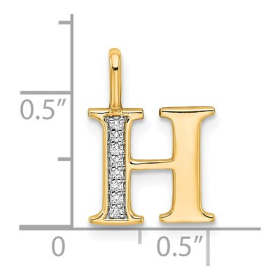 14K Yellow Gold Diamond Letter H Pendant – view 5