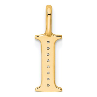 10K Yellow Gold Diamond Initial I Pendant – view 3