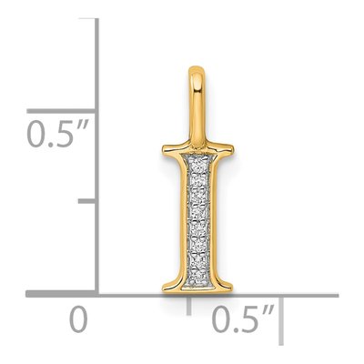 10K Yellow Gold Diamond Initial I Pendant – view 4