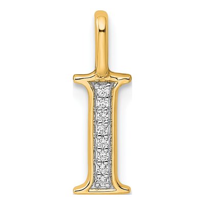 10K Yellow Gold Diamond Initial I Pendant
