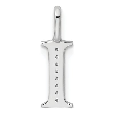 14K White Gold Diamond Initial I Pendant – view 5
