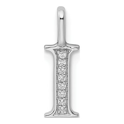 14K White Gold Diamond Initial I Pendant