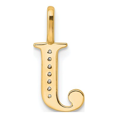 10K Yellow Gold Diamond Letter J Pendant – view 3