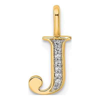 14K Yellow Gold Diamond Letter J Pendant