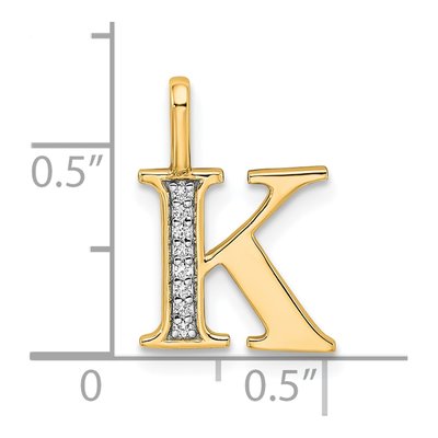 10K Yellow Gold Diamond Letter K Pendant – view 4
