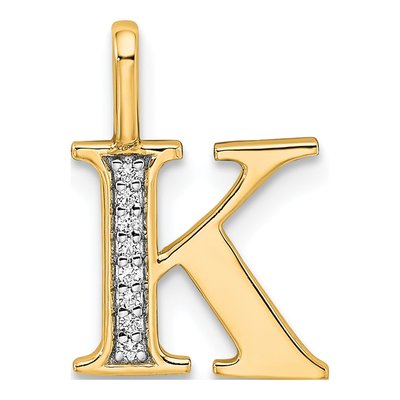 10K Yellow Gold Diamond Letter K Pendant