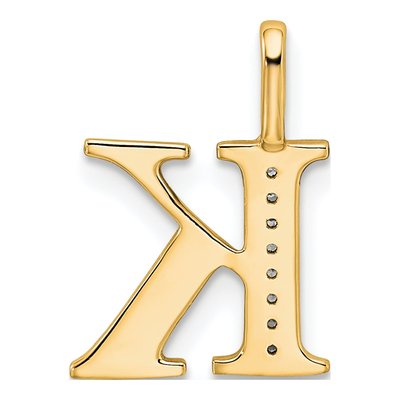14K Yellow Gold Diamond Letter K Pendant – view 4