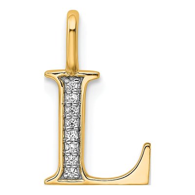 10K Yellow Gold Diamond Letter L Pendant