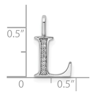 14K White Gold Diamond Letter L Pendant – view 4