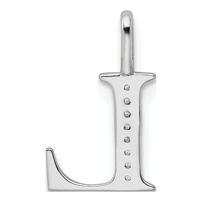 14K White Gold Diamond Letter L Pendant – view 5