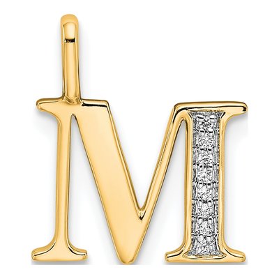 10K Yellow Gold Diamond Letter M Pendant