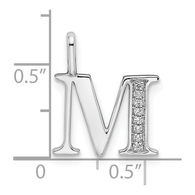 14K White Gold Diamond Letter M Pendant – view 4
