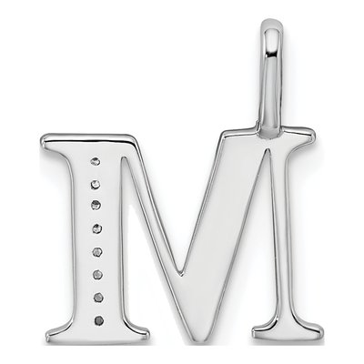 14K White Gold Diamond Letter M Pendant – view 5