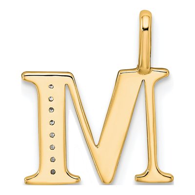 14K Yellow Gold Diamond Letter M Pendant – view 4