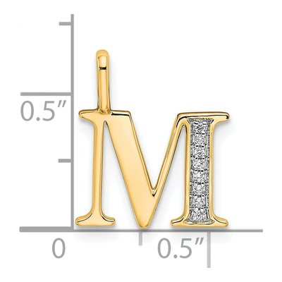 14K Yellow Gold Diamond Letter M Pendant – view 5
