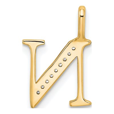 10K Yellow Gold Diamond Letter N Pendant – view 3