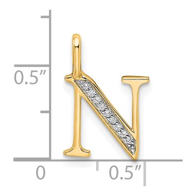 10K Yellow Gold Diamond Letter N Pendant – view 4