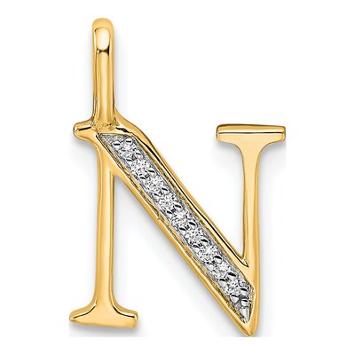 10K Yellow Gold Diamond Letter N Pendant