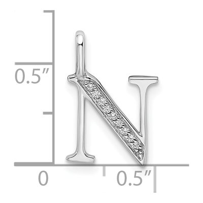 14K White Gold Diamond Letter N Pendant – view 4