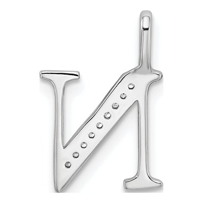 14K White Gold Diamond Letter N Pendant – view 5
