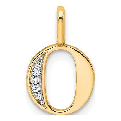 10K Yellow Gold Diamond Letter O Pendant