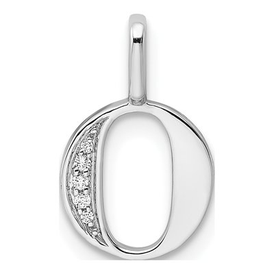 14K White Gold Diamond Letter O Pendant
