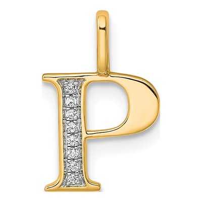 10K Yellow Gold Diamond Letter P Pendant