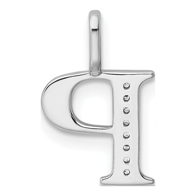 14K White Gold Diamond Letter P Pendant – view 5