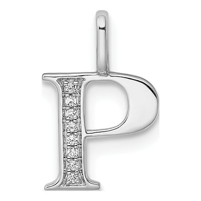 14K White Gold Diamond Letter P Pendant