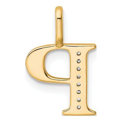 14K Yellow Gold Diamond Letter P Pendant – view 4