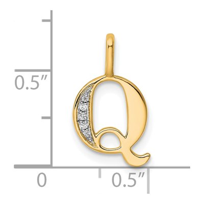 10K Yellow Gold Diamond Letter Q Pendant – view 4